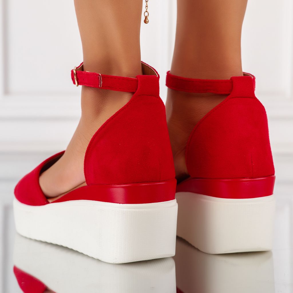 Дамски сандали на платформа Harley червен #10122