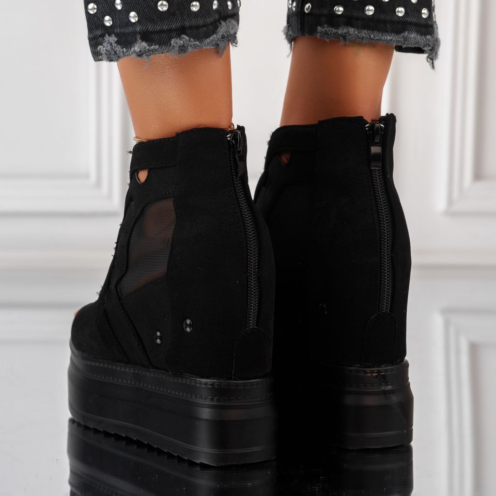 Дамски сандали на платформа Destiny негри #10390