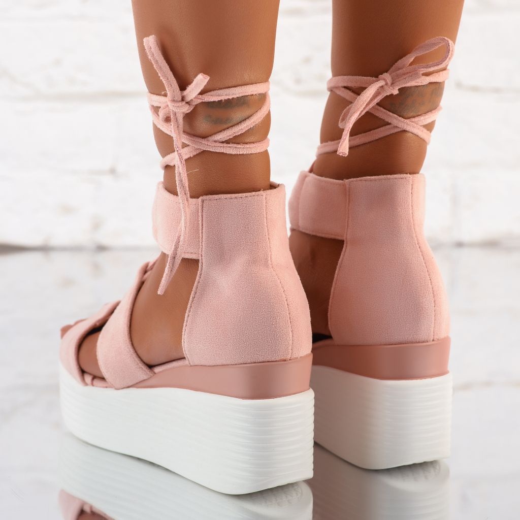 Дамски сандали с платформата Yara розово #10283