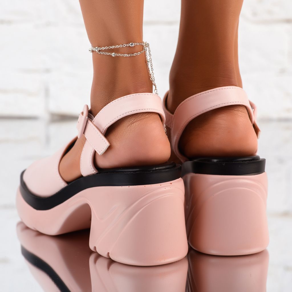 Дамски сандали с ток Vivi розово #10351