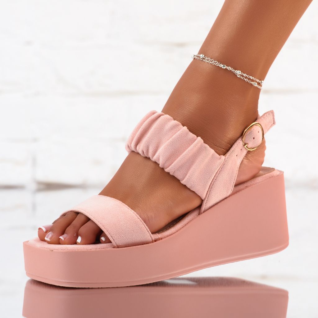 Дамски сандали с платформата Milana розово #10264