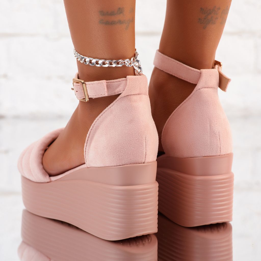 Дамски сандали с платформата Novah розово #10271