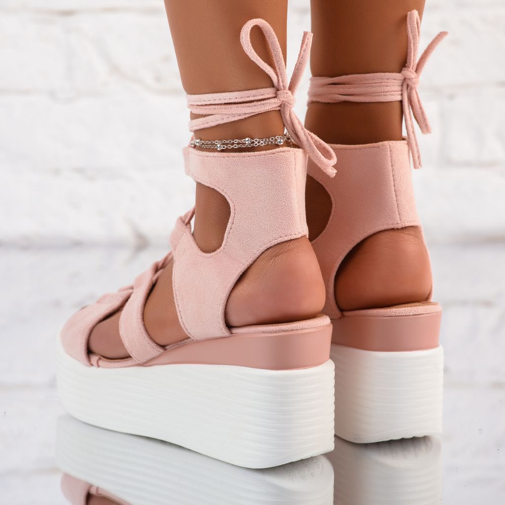 Дамски сандали с платформата Tiana розово #10276