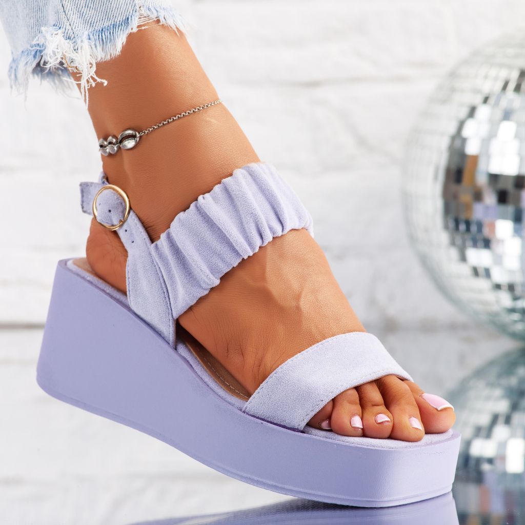 Дамски сандали с платформата Milana лилаво #10263