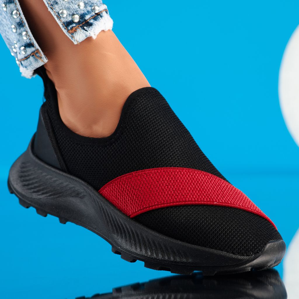 Дамски спортни обувки Aria черен/червените #10456