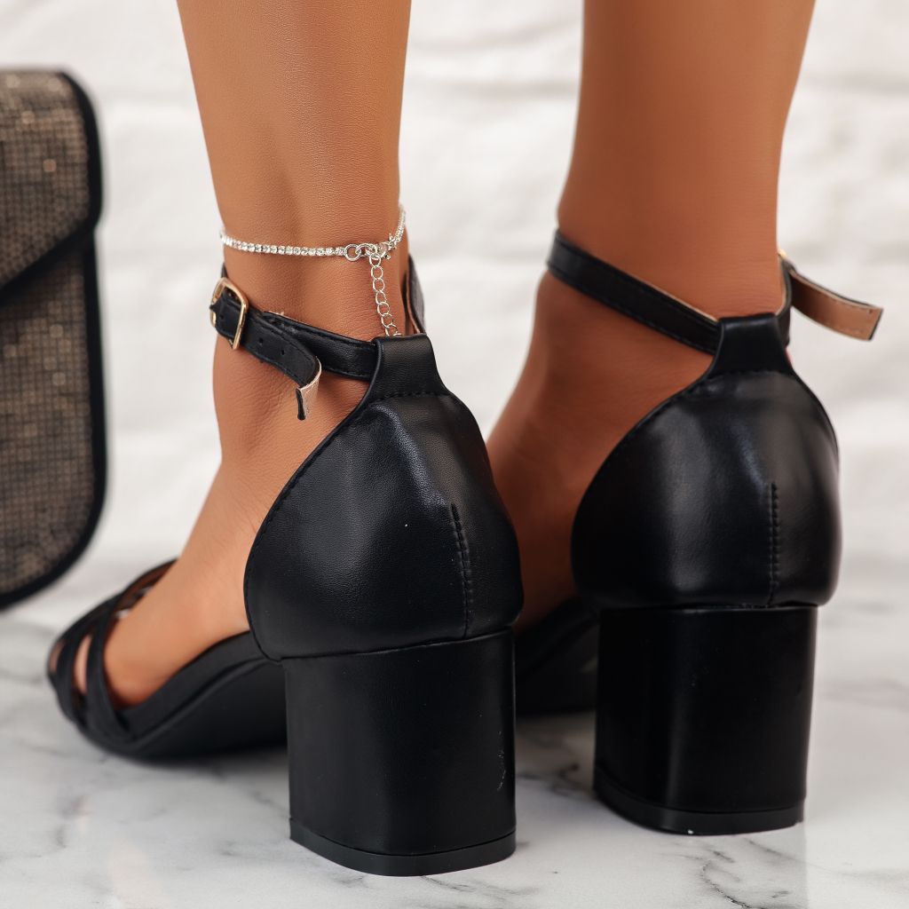 Дамски сандали на ток Serge Черен #10588