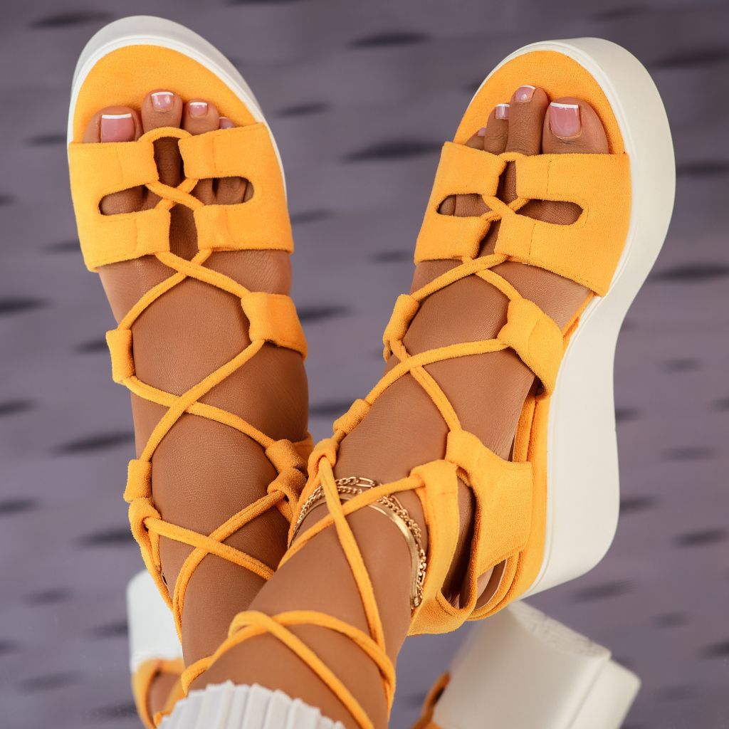 дамски сандали на платформа Vivien жълт #10590