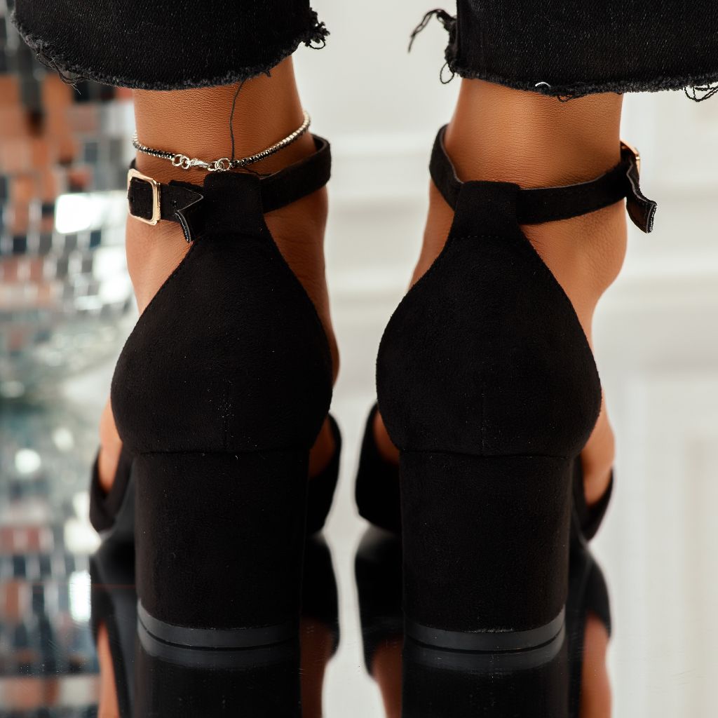 Дамски сандали на ток Riley Черен #10667