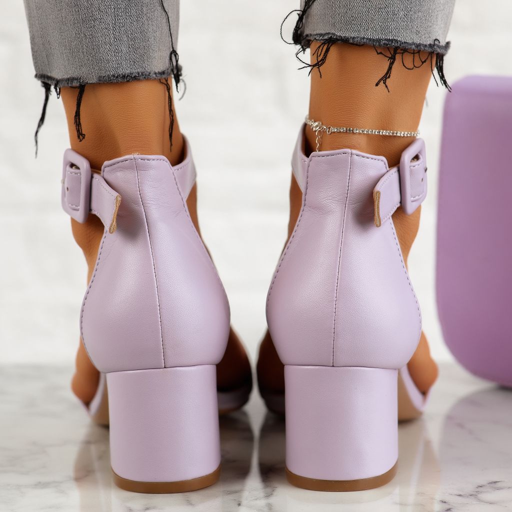 Дамски сандали на ток Clover лилаво #10863