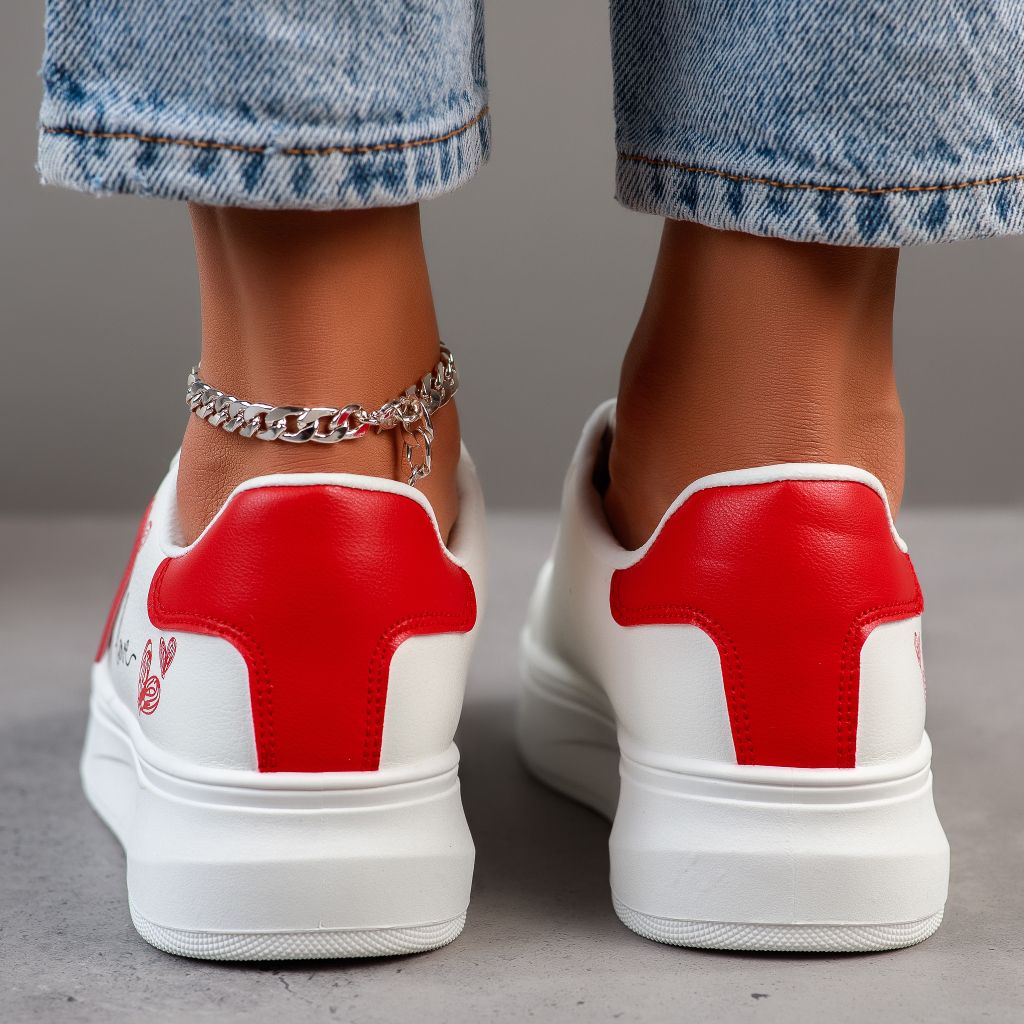 Дамски спортни обувки Hera Бяло/червен #12035