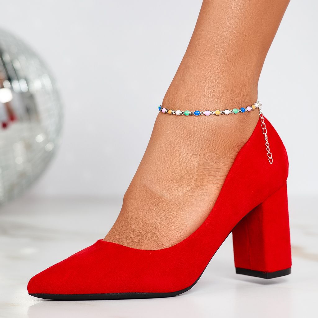 Дамски обувки с ток Daria червен #12361