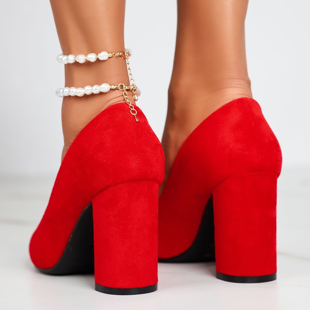 Дамски обувки с ток Andrew червен #12405