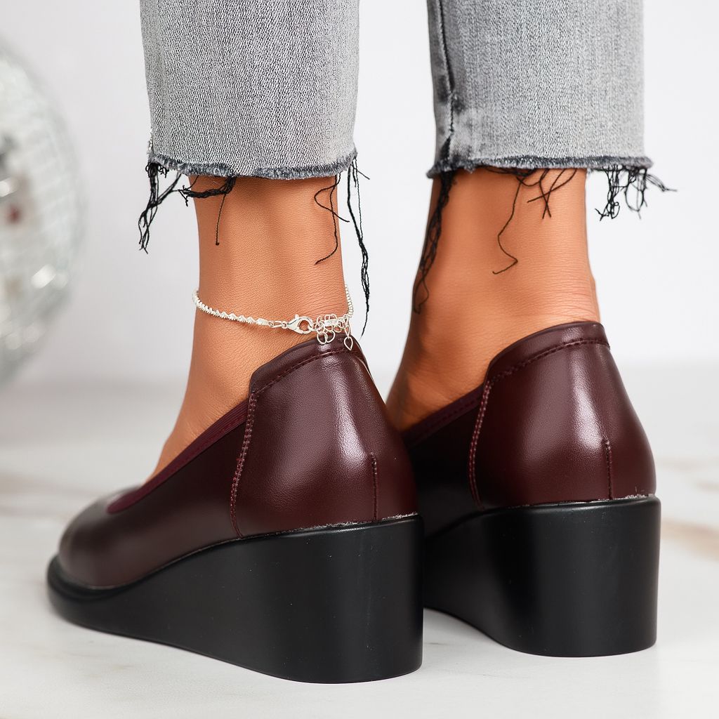 Ежедневни дамски обувки с платформа Rhodos бордо #12337