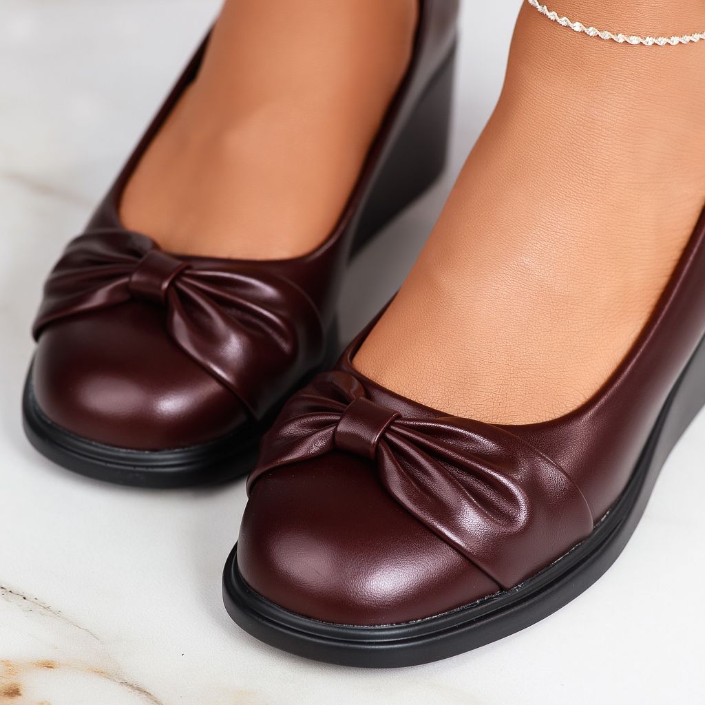 Ежедневни дамски обувки с платформа Elena бордо #12341