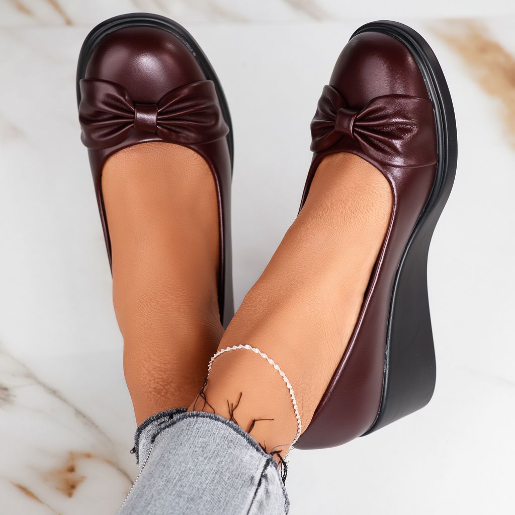 Ежедневни дамски обувки с платформа Elena бордо #12341