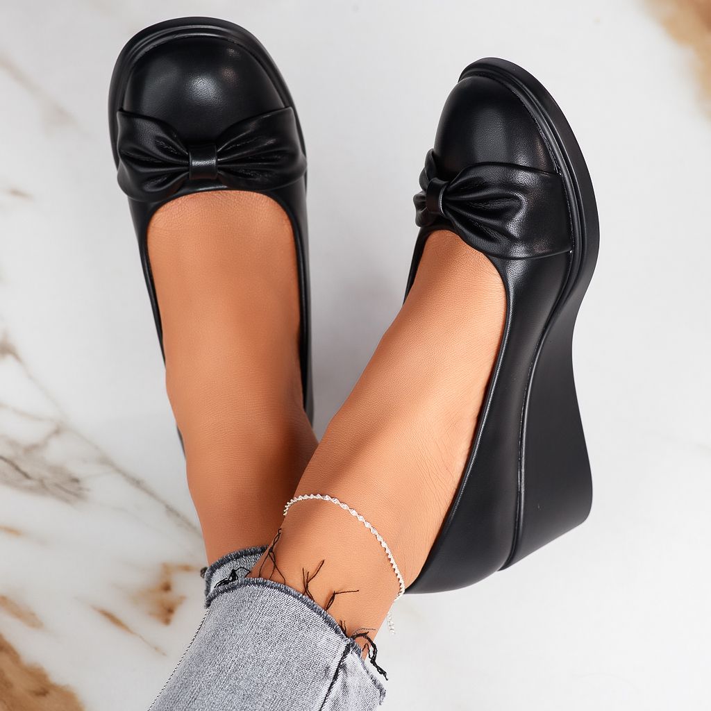 Ежедневни дамски обувки с платформа Elena Черно #12343