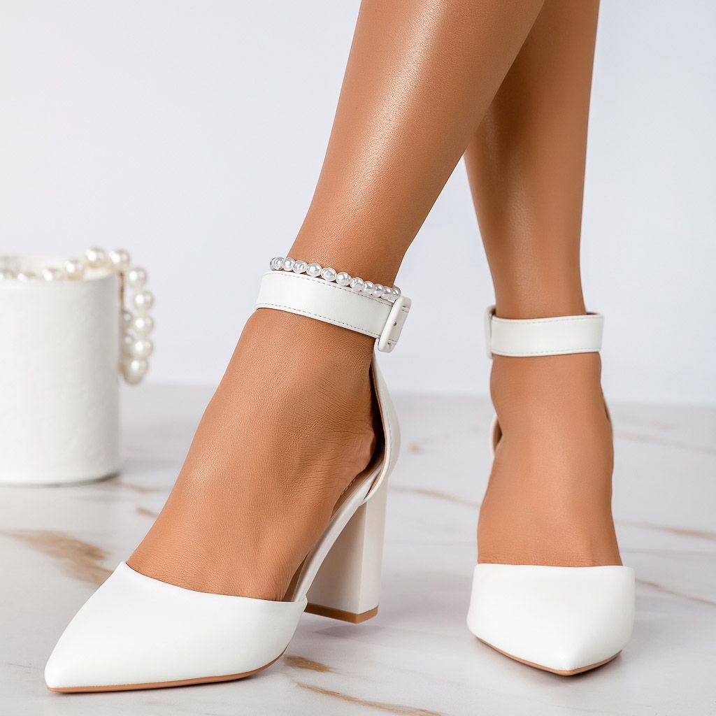 Дамски обувки с ток Josie бялоi #13312