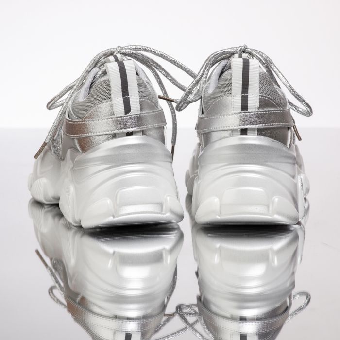 Дамски спортни обувки Естествена кожа Dave Сребро #13437