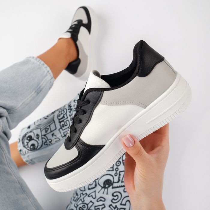 Дамски спортни обувки Lulu Бяло/черен/Сив #13722