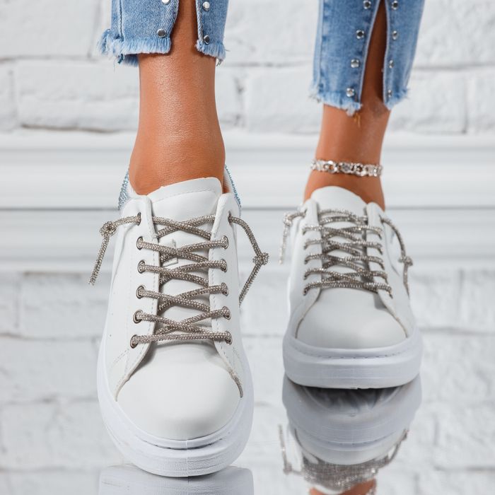 Дамски спортни обувки Theo Бяло/Сребро #13847
