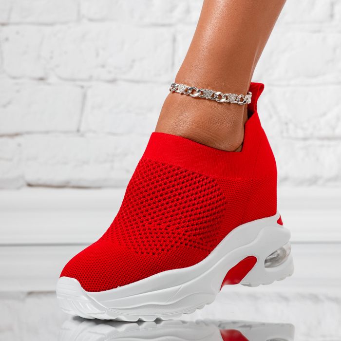 Дамски спортни обувки с платформа Lara червен #13926