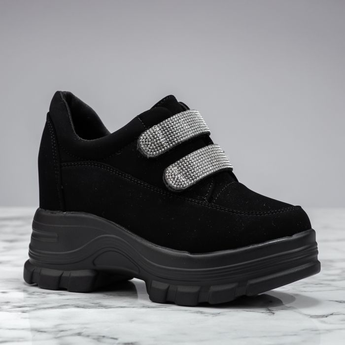 Дамски спортни обувки с платформа Casey Бяло/черен #13789