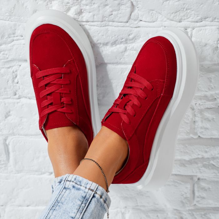 Дамски спортни обувки Изработени от естествена кожа Melody червен #13915