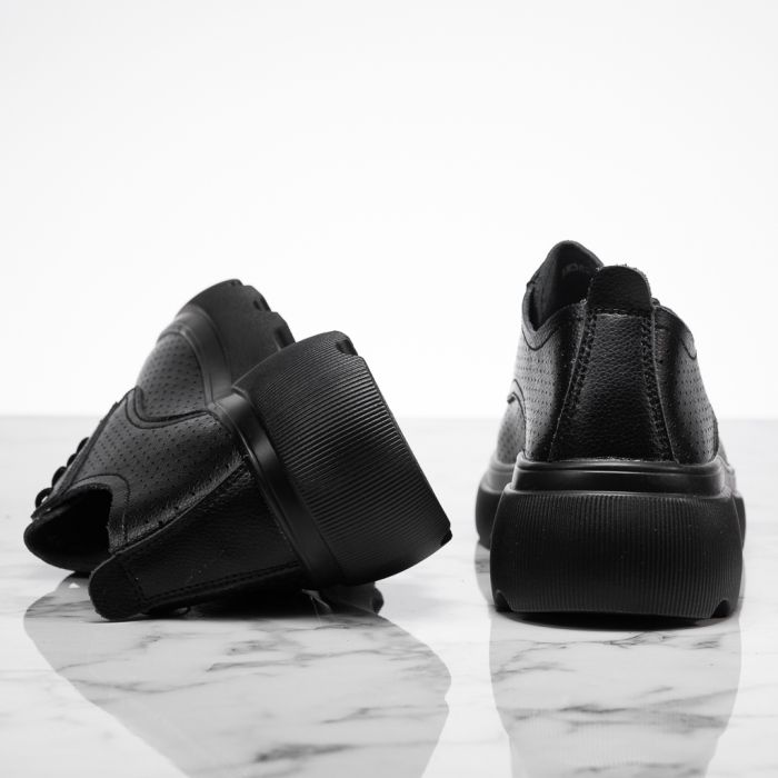 Дамски обувки Изработени от естествена кожа С перфорации Isabella черен #13890