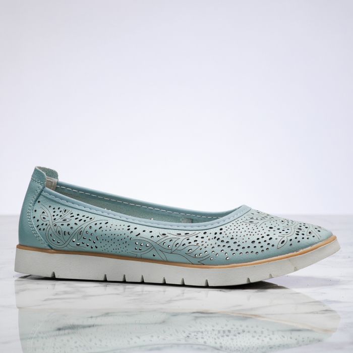 Дамски обувки Изработени от естествена кожа С перфорации Gina Син #13863