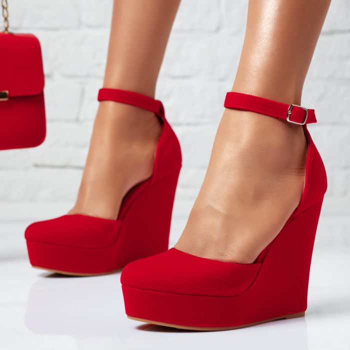 Дамски обувки на платформа Monaco червен #13948