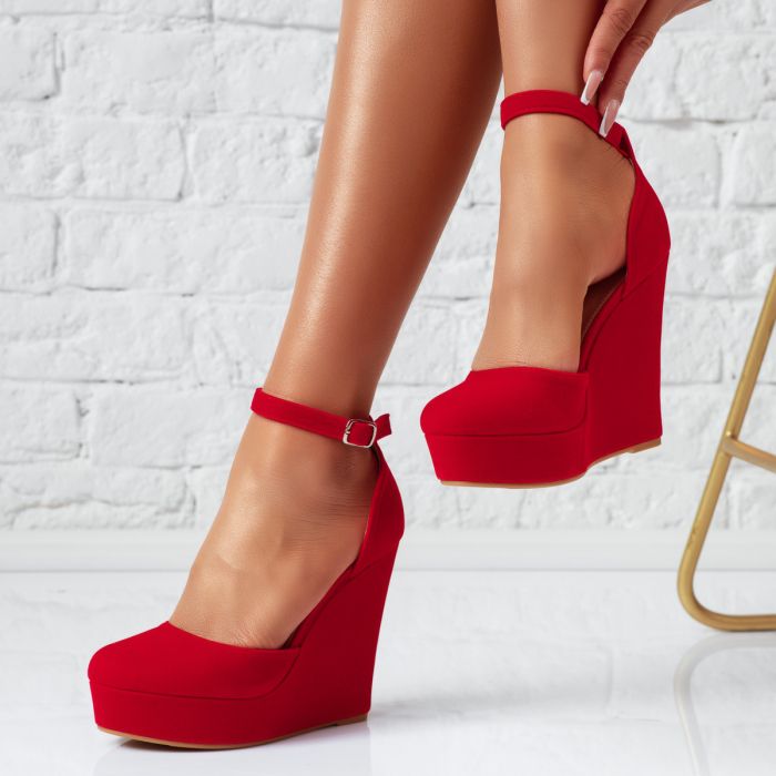 Monaco Női Piros Cipő Platformmal #13948
