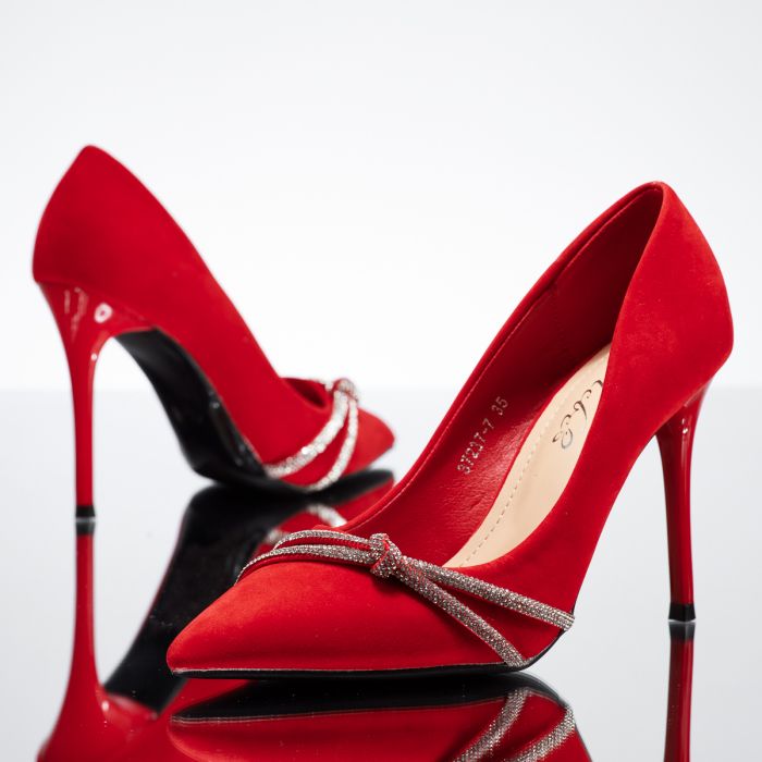 Дамски обувки с ток Iustin червен #14104