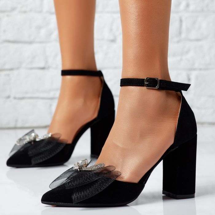 Дамски обувки с ток Misty черен #14221