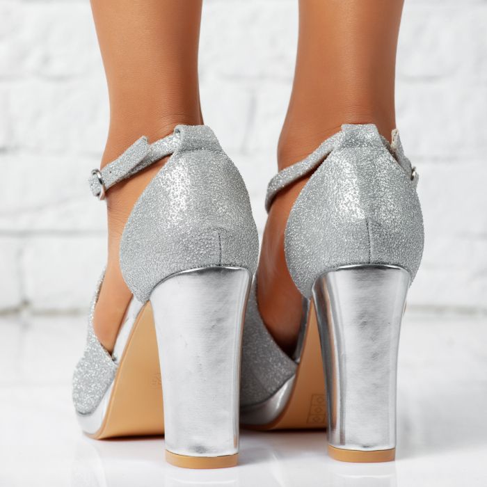 Дамски сандали на ток Ottilie2 сребро #14212