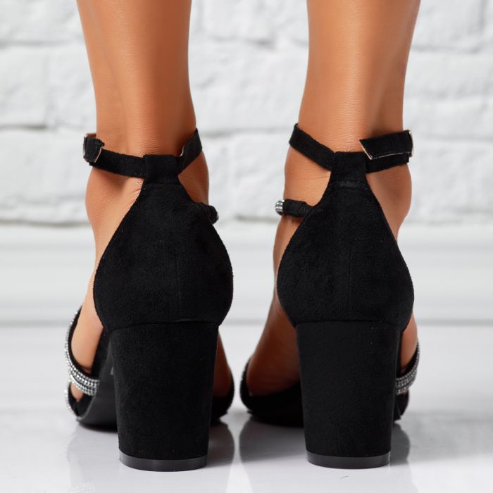 Sandale Dama cu Toc Oxford Negre #14404
