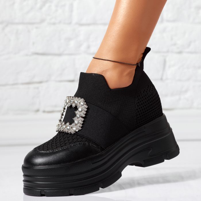 Дамски спортни обувки с платформа Agnes черен #14622