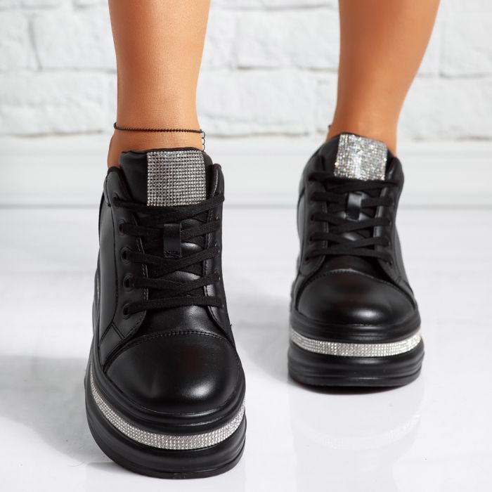 Дамски спортни обувки с платформа Tharin черен #14589