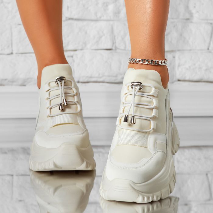 Дамски спортни обувки с платформа Lyra Бежово #14608
