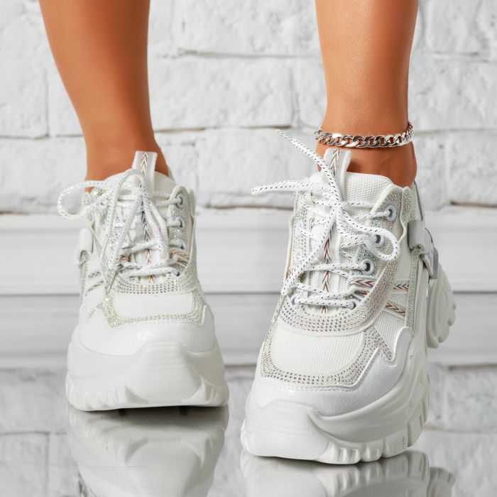 Дамски спортни обувки с платформа Adara Бяло #14614