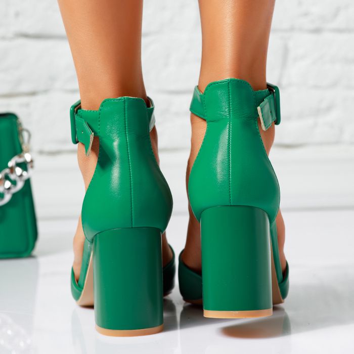 Дамски сандали с ток Pallas Зелено #14551