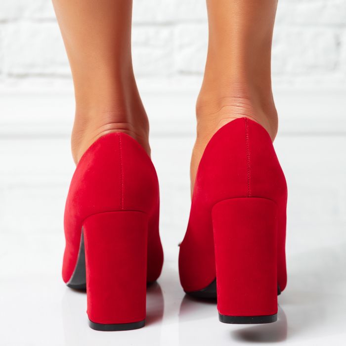 Дамски обувки с ток Water червен #14228