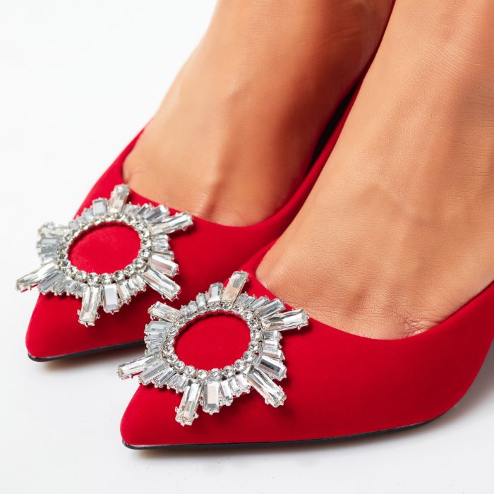 Дамски обувки с ток Water червен #14228