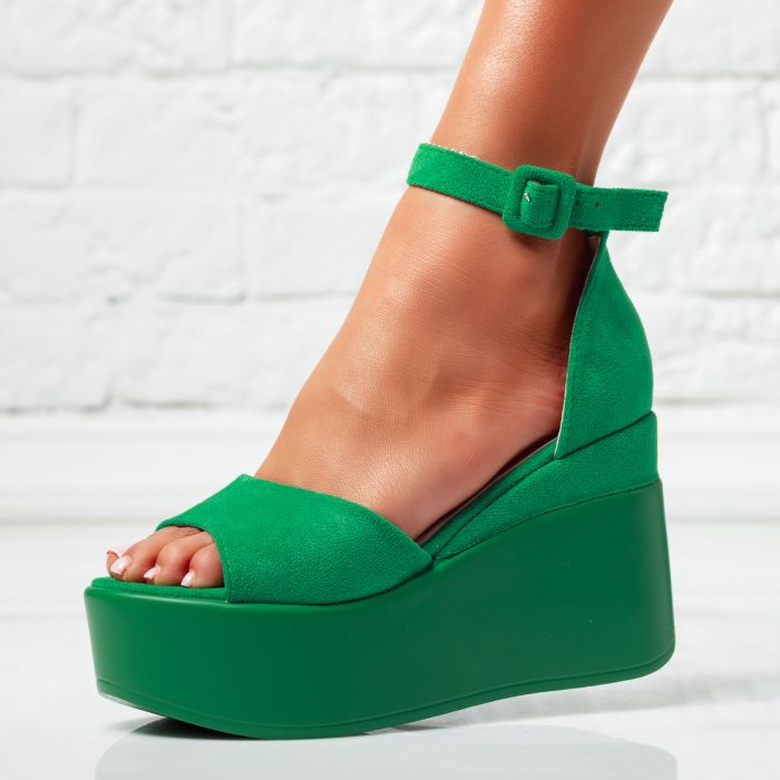 Дамски сандали на платформа Perla Зелено #14448