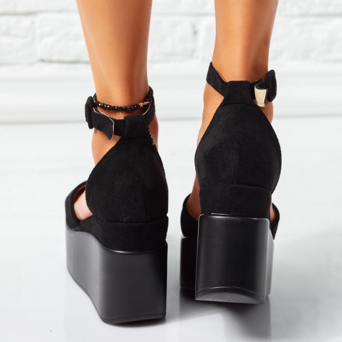 Sandale Dama cu Platforma Perla Negre #14447