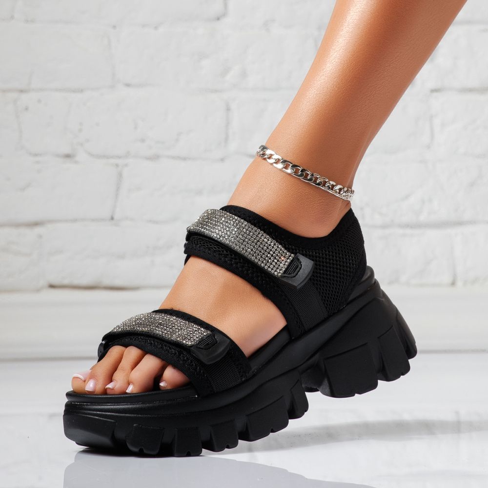Sandale Dama cu Platforma Fancy Negre #15742
