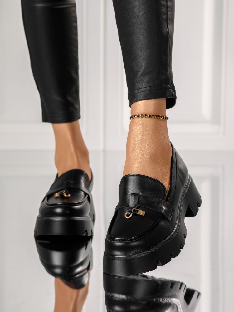 Всекидневни дамски обувки черни от еко кожа Iulia #18147