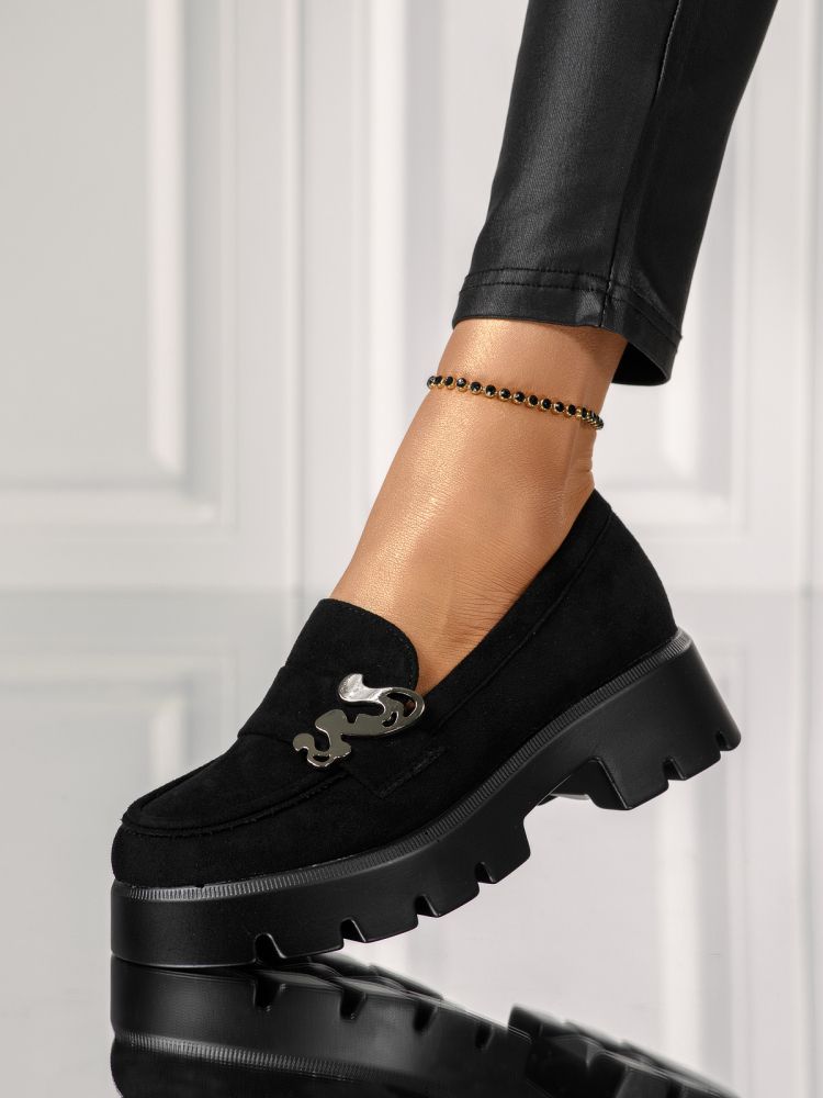 Всекидневни дамски обувки черни от обърната еко кожа Nadia #18136