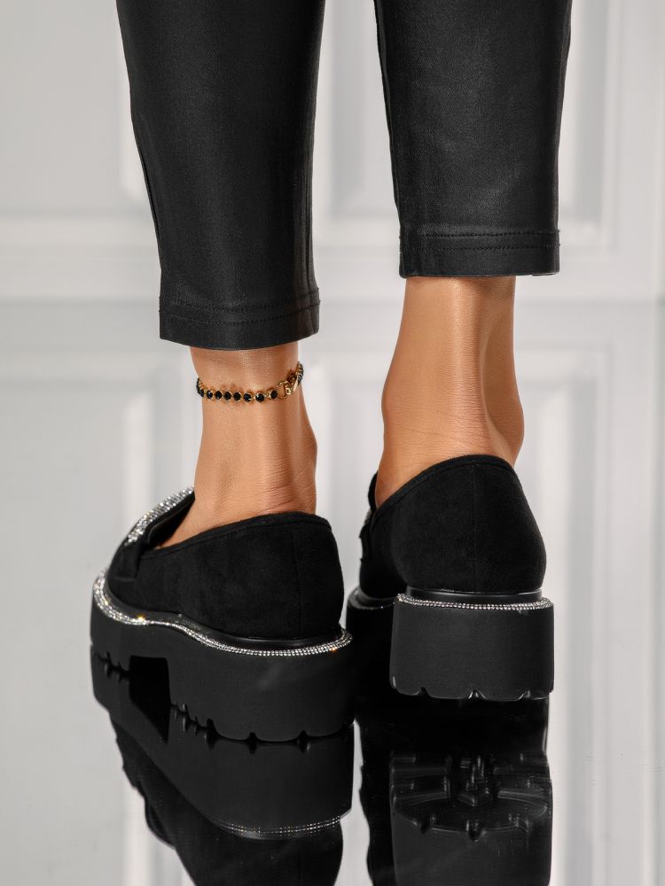 Всекидневни дамски обувки черни от обърната еко кожа Oana #18145