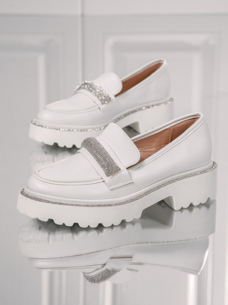 Всекидневни дамски обувки бели от еко кожа Oana #18146