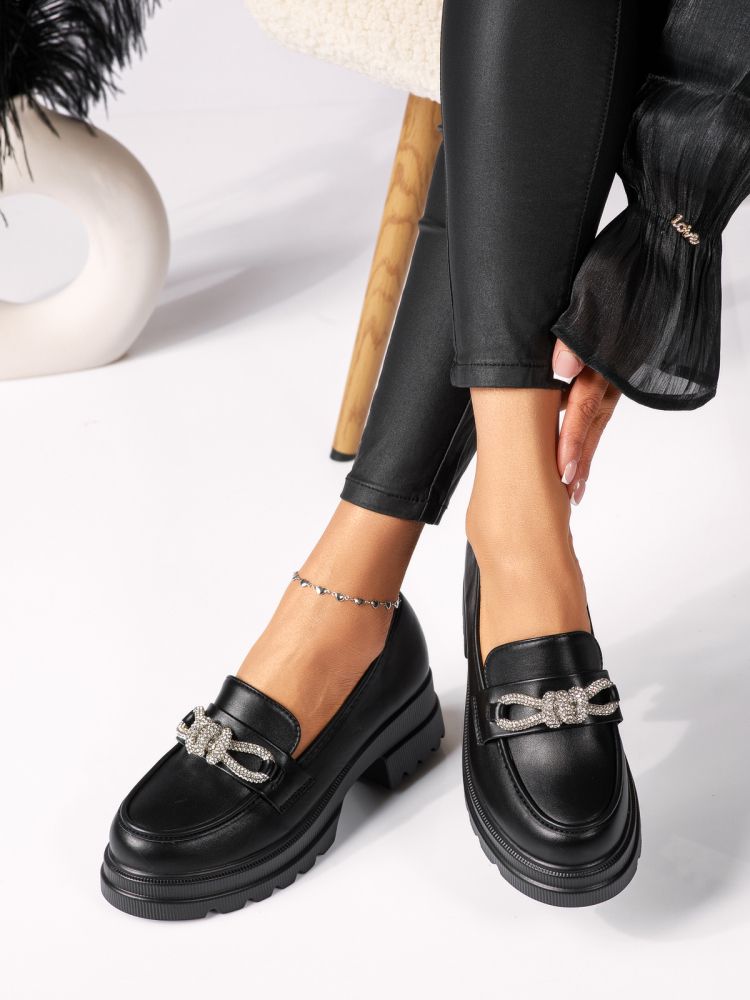 Всекидневни дамски обувки черни от еко кожа Ava #18307